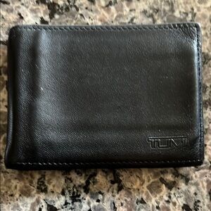 Tumi Black Leather Wallet with Money Clip